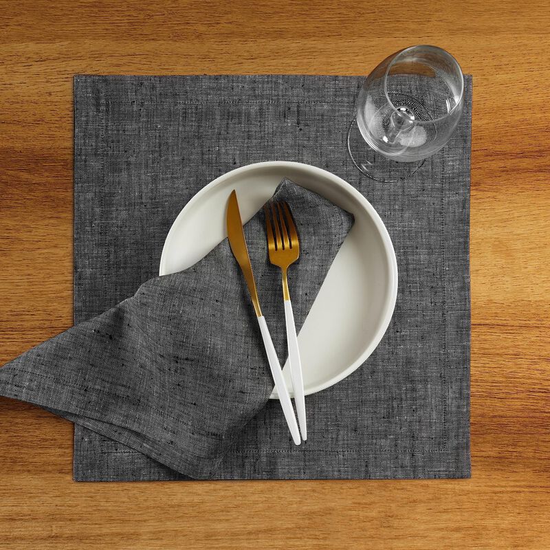 Solino Home 100% Pure Linen Square Placemats 14 x 14 Inch Set of 4 - Athena