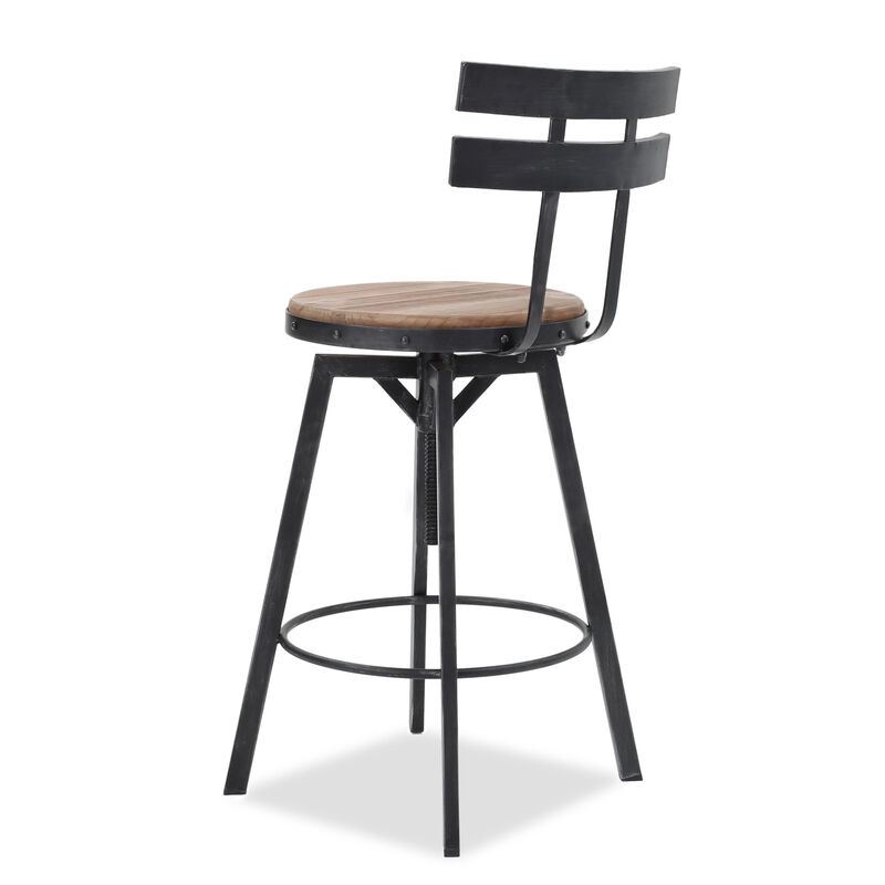 Streamdale Rustic-Chic Barstool Fir Wood Seat, Metal Frame