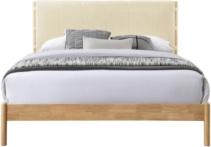 Meridian Furniture Asher Cream Vegan Leather King Bed