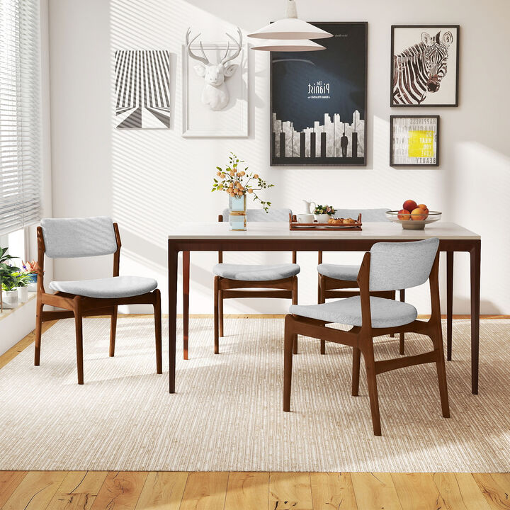 Set of 4 Modern Dining Chairs with Padded Seats and Rubber Wood Legs