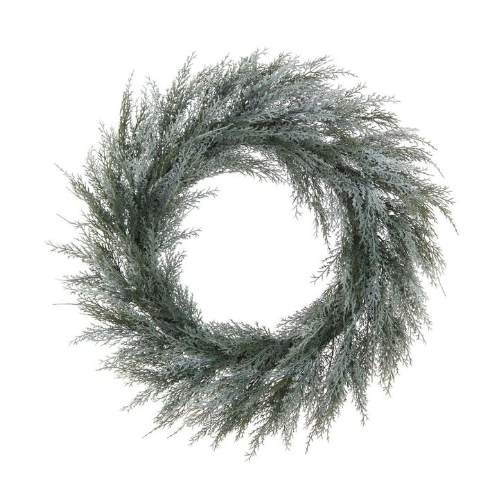 30" Flocked Cedar Wreath