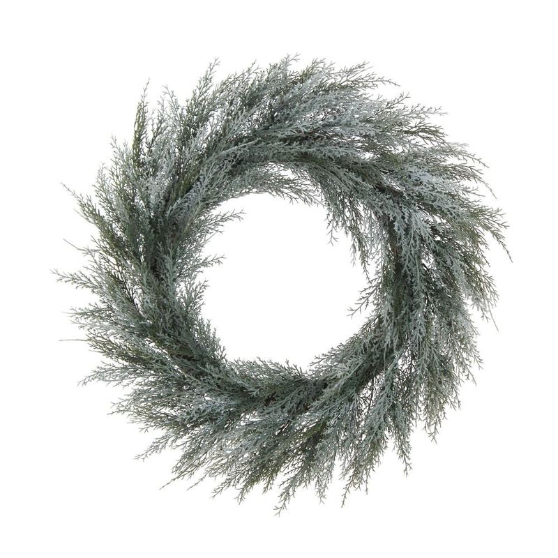 30" Flocked Cedar Wreath image number 0