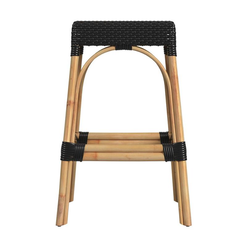 Butler Specialty Robias Rectangular Rattan 30 Bar Stool, Black