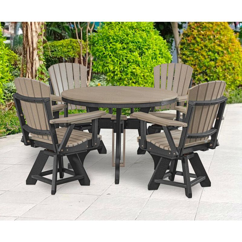 American Furniture Classics Dining Height Round Table in Weatherwood with a Black Base