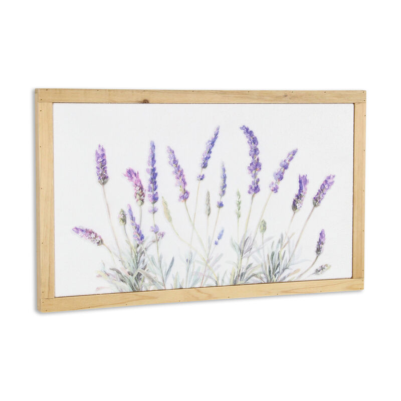 HomeRoots 16" X 26" Natural White And Lavender Floral Wood Framed Art image number 2
