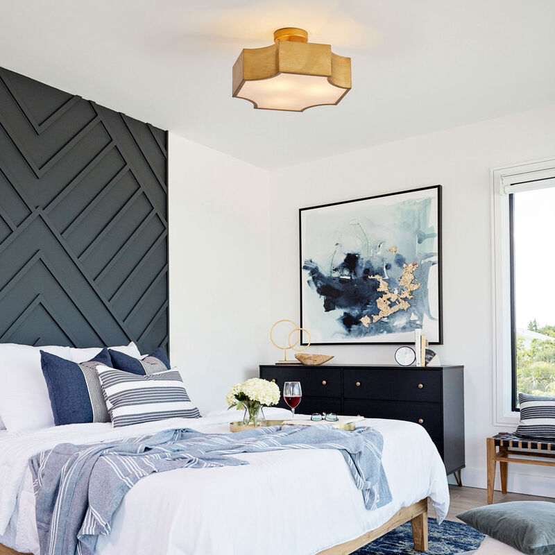 Classic Gold Metal 3-Light Semi-Flush Mount Ceiling Light