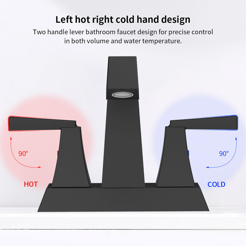 Centerset Bathroom Faucet, Matte Black 2-Handle Sink Faucet with Pop-Up Drain & Hoses