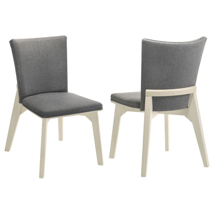 Loxy Dining Side Chair Set of 2, Square Legs and Levelers, Gray Velvet - Benzara