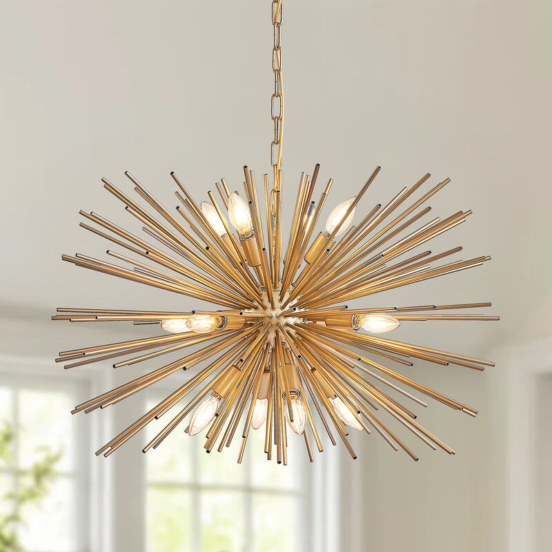 ELEMENT ACE Mid-Century Modern 12-Light Starburst Ceiling Chandelier Pendant Light Fixture Perfect for Living Room, Dining Room, Foyer, Kitchen and Home Interior Decor image number 2