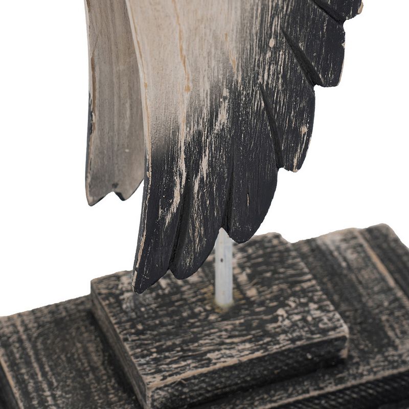20, 33 Inch Sculpture Set, Birds In Flight, Pine Wood, White and Black - Benzara image number 4