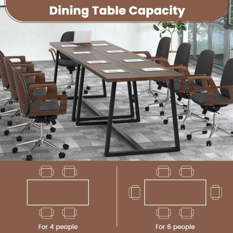 Hivvago Large Dining Table with Heavy-duty Metal Frame and Anti-slip Foot Pads.