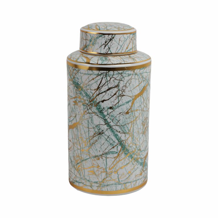 Ceramic 16" Jar With Gold Lid