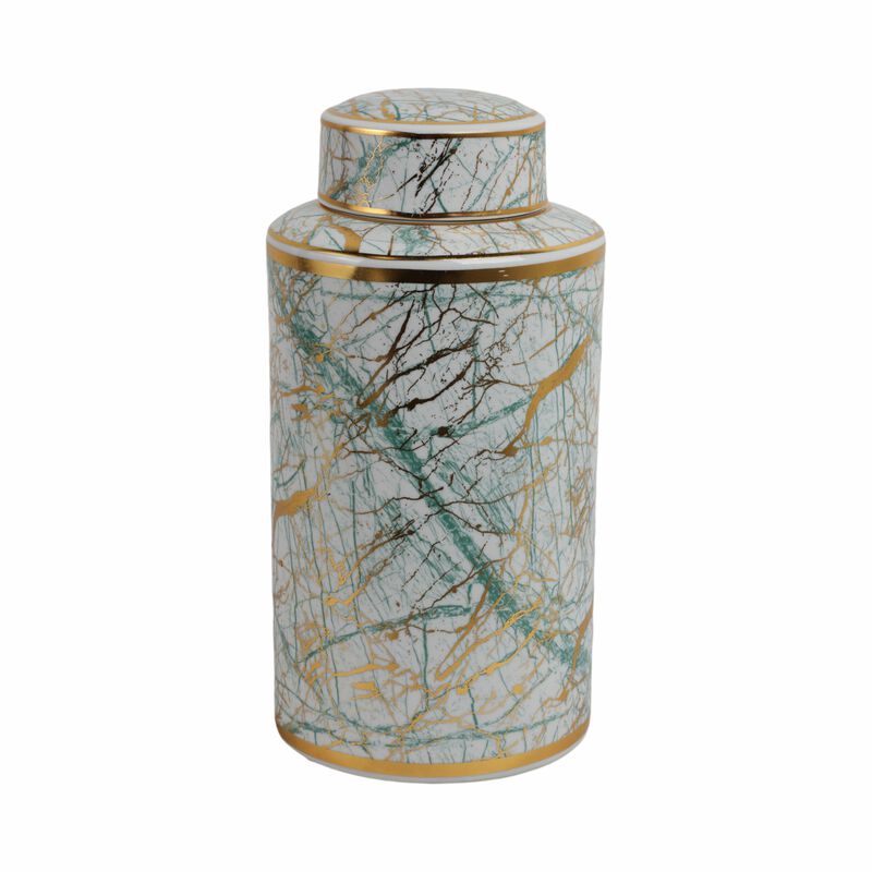 Ceramic 16" Jar With Gold Lid image number 0