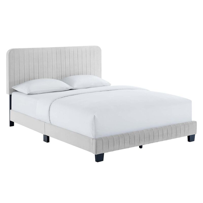 Celine Channel Tufted Performance Velvet Twin Platform Bed image number 0