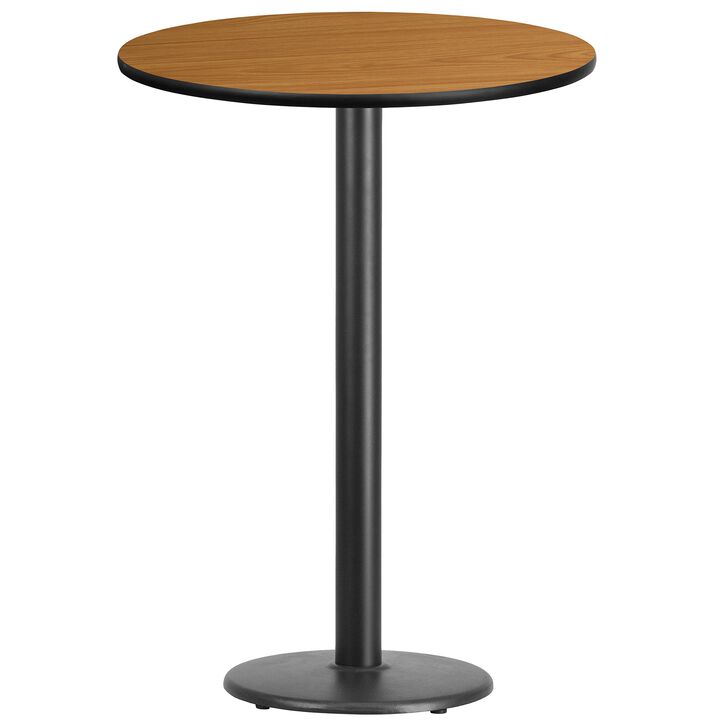 Flash Furniture 30'' Round Natural Laminate Table Top with 18'' Round Bar Height Table Base