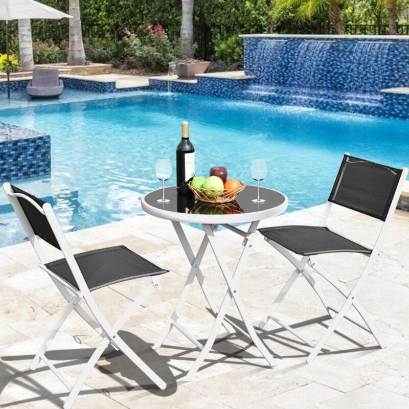 Hivvago 3 Pieces Patio Folding Bistro Set for Balcony or Outdoor Space