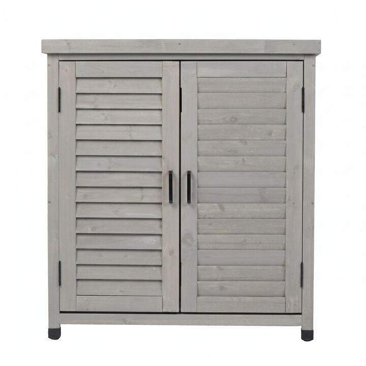 31.5x17x36" Potting Bench with Storage Cabinet and Metal Table Top