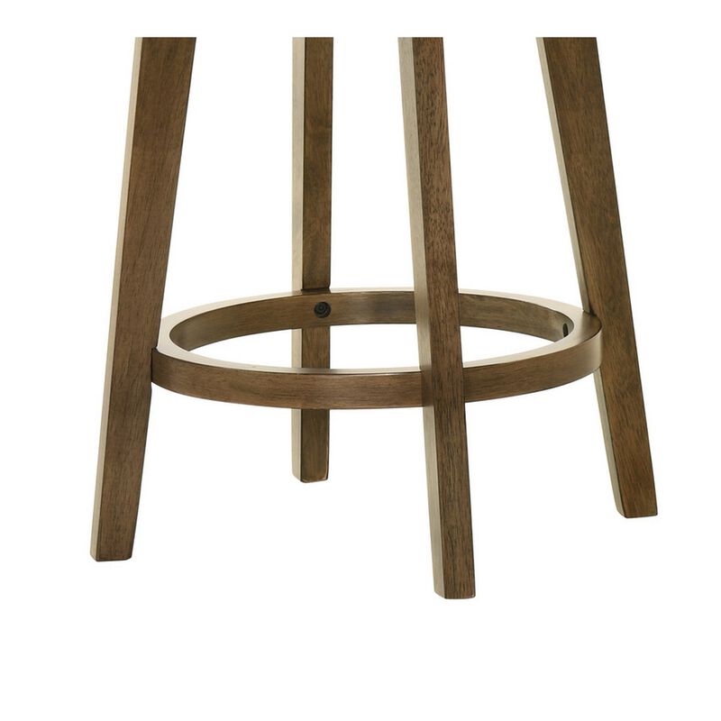 Fila 26 Inch Counter Height Swivel Stool Chair, Padded Seat, Brown - Benzara