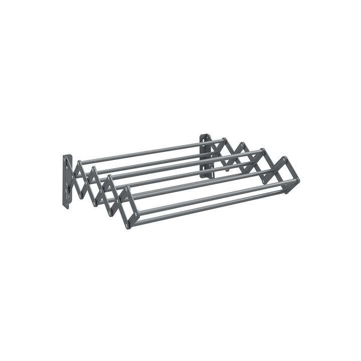 Wall-Mounted Expandable Steel Clothes Drying Rack with 9 Rods