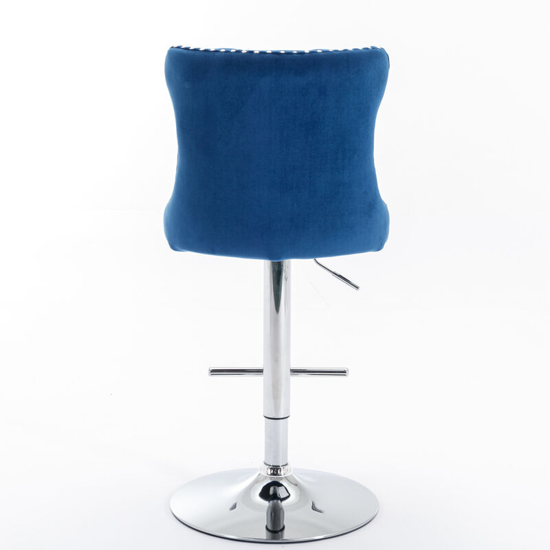 Streamdale Adjustable Swivel Velvet Bar Stools with Backs (Set of 2) image number 7