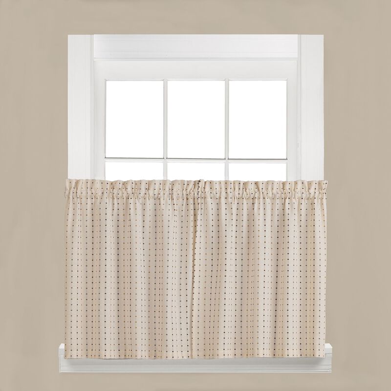 Saturday Knight Ltd Hopscotch Collection High Quality Stylish Versatile And Modern Window Tiers - 2 Piece - 57x36", Nautral