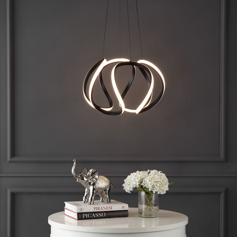 Euphoria 18.5" 1-Light Contemporary Designer Aluminum/Iron Scribble Integrated LED Pendant Light