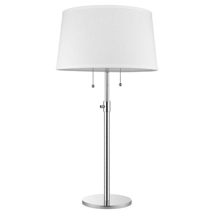 Hivvago 31" Silver Metal Two Light Adjustable Table Lamp With White Empire Shade