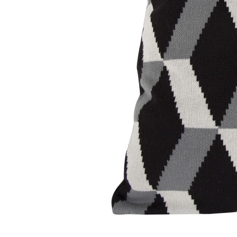 20 x 20 Inch Cashmere Pillow with Zig Zag Pattern, Black and Gray image number 3