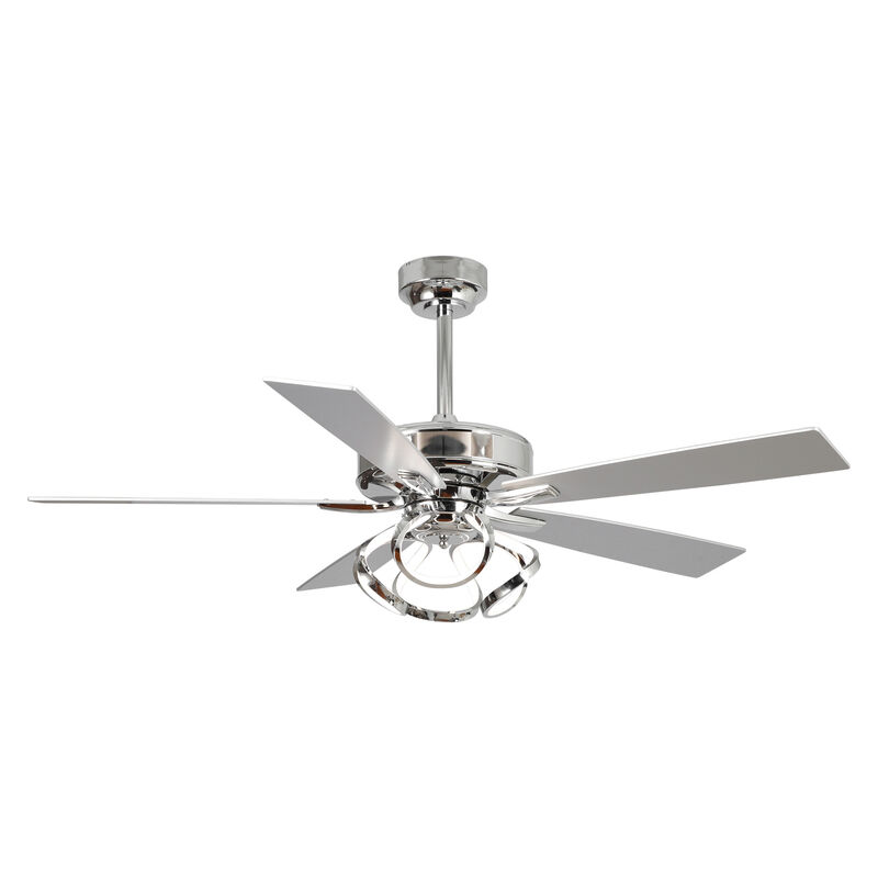 52 in. Integrated LED Chrome Reversible Blades Ceiling Fan with Light and Remote