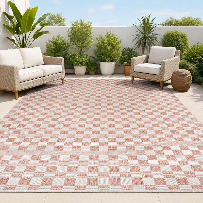 Aimee Traditional Cottage Checkerboard Indoor/Outdoor Area Rug