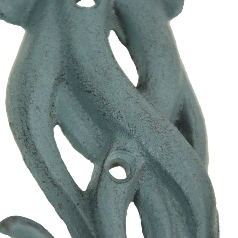 Set of 3 Cast Iron Jellyfish Wall Hooks 5 Inches High &ndash; Easy to Hang - Blue , Gray, White - Coastal Decor Perfection for Beach Towels, Keys or Coats image number 2