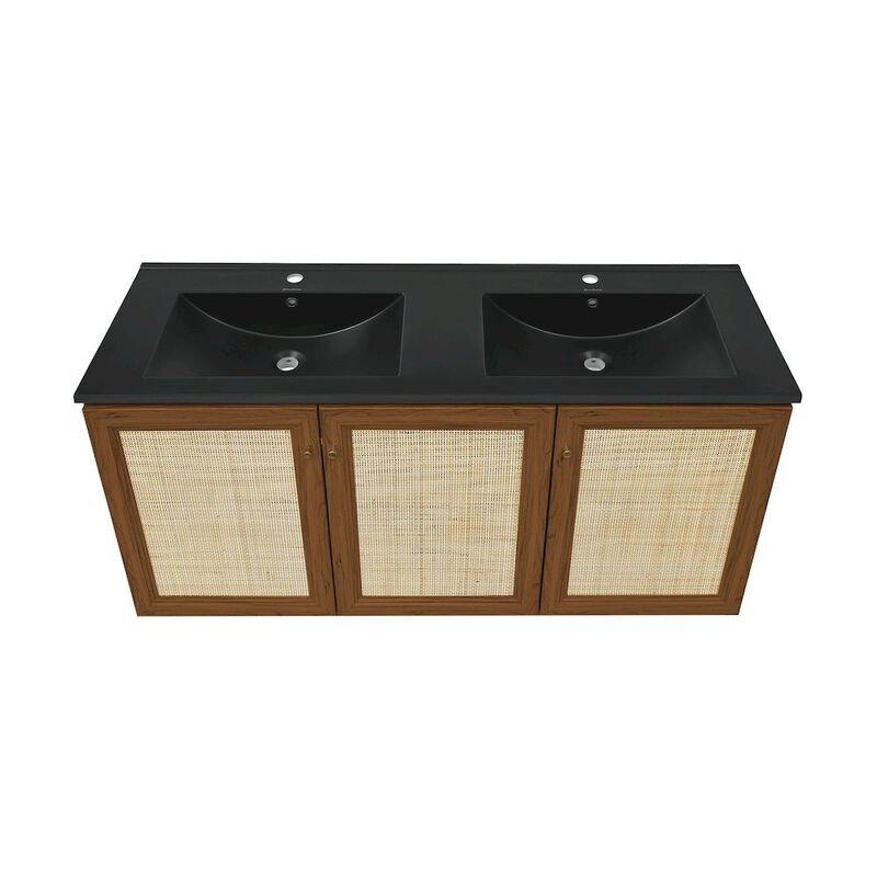 Classe 48" Wall-Mounted Bathroom Vanity with Double Basin Sink Top image number 2
