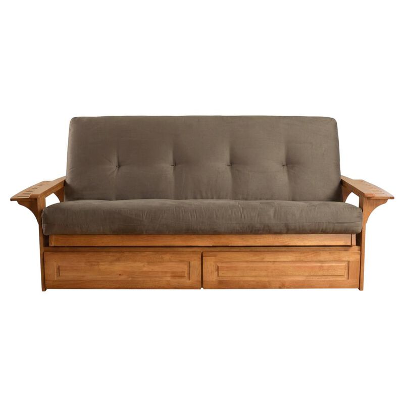 Phoenix Frame-Butternut Finish-Suede Gray Mattress-Storage Drawers image number 0