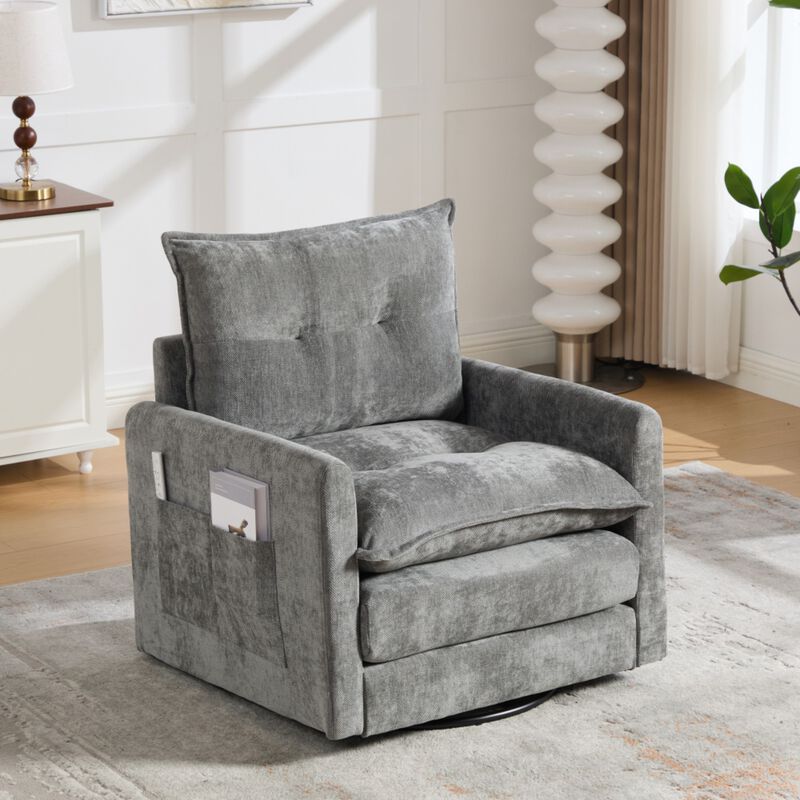 Secra Modern Chenille Swivel Accent Chair image number 1