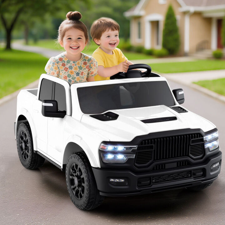 2 Seater Electric Ride On Truck for Big Kids with Remote and Music for Backyard
