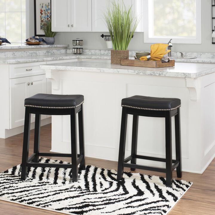 Linon Claridge 2 Pk Black Counter Stool