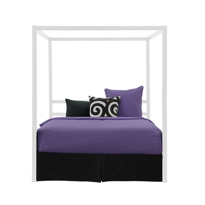 Sleek Metal Canopy Bed &ndash; Modern Frame with Built-In Support, Box Spring Not Required