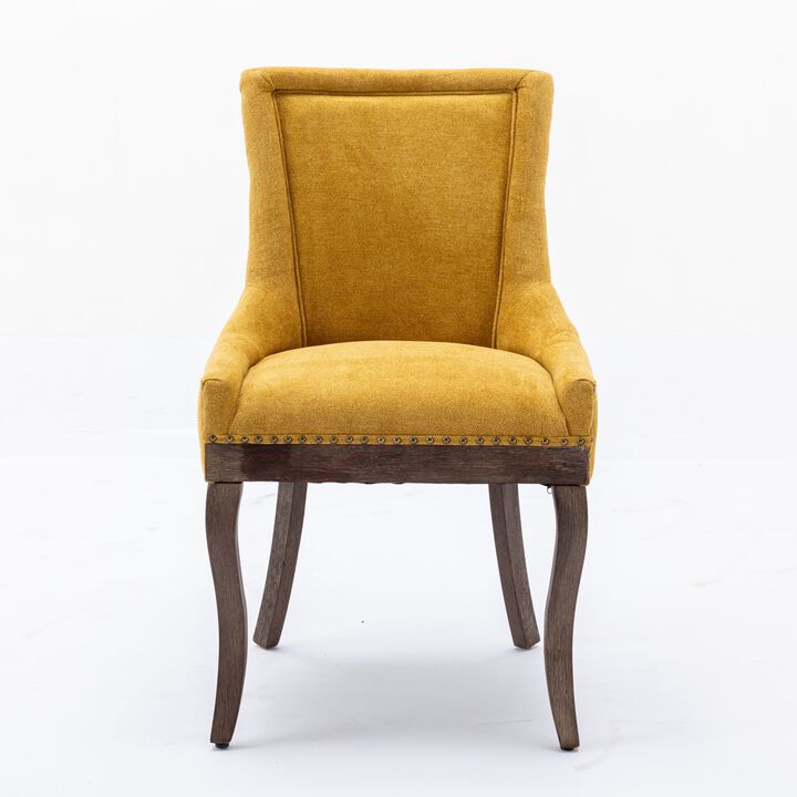 Whisen 2-Piece 22.8inch Upholstered Dining Chairs, Thickened Fabric Solid Wood Legs Bronze Nailhead for Kitchen Dining Room