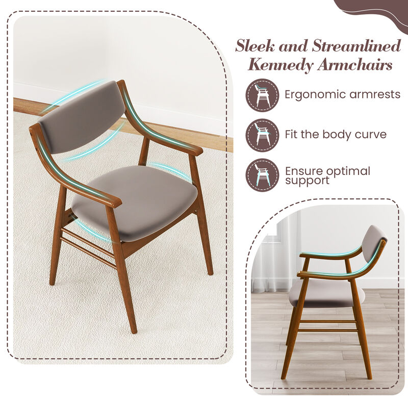 Wooden Dining Chair Set of 2 with Padded Seat and Back