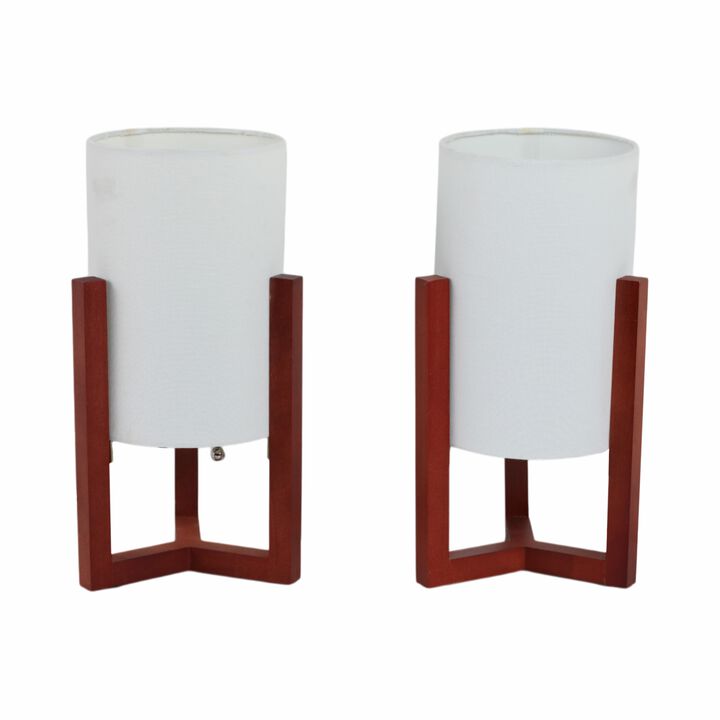 Wood,s/2,15"h,cylnder Tripod Tbl Lamps,cherry/wht