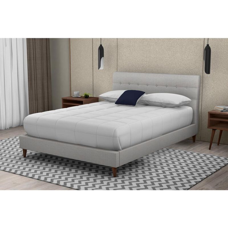 Myla Upholstered Queen Bed In A Box W/ Nightstands