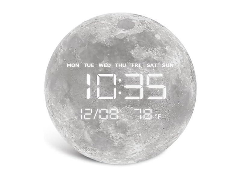 Digital LED Moon Earth Temperature Display Wall Clock 87 Inch Home Decor image number 0