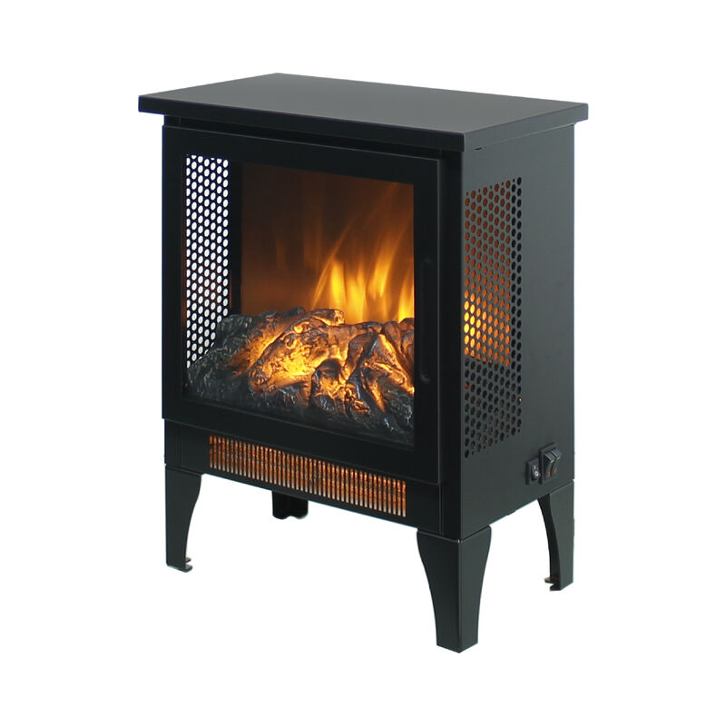 Electric Infrared Quartz Fireplace Stove with 3D Flame, Freestanding Heater for Cozy Rooms