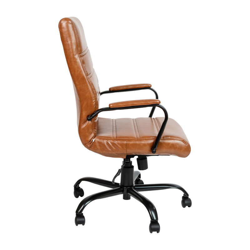 Whitney High Back Brown LeatherSoft Executive Swivel Office Chair with Black Frame and Arms