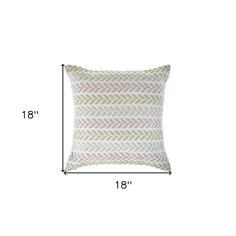 Textured Chevron Cotton Zippered Pillow &ndash; Decorative Accent Cushion for Living Room or Bedroom