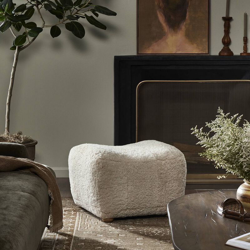 Oslo Beige Shearling Ottoman