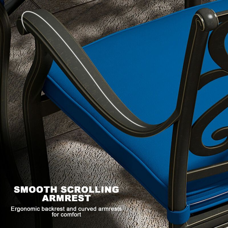 Mondawe 4 Piece Cast Aluminum Outdoor Dining Chairs with Cushion