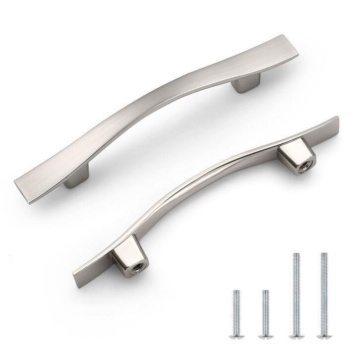 Knobonly 25 Pack Cabinet Handles 3 inch(76mm) Hole Centers, Brushed Satin Nickel Drawer Pulls, Bridge Design, Zinc Alloy