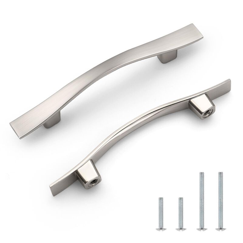 Knobonly 25 Pack Cabinet Handles 3 inch(76mm) Hole Centers, Brushed Satin Nickel Drawer Pulls, Bridge Design, Zinc Alloy