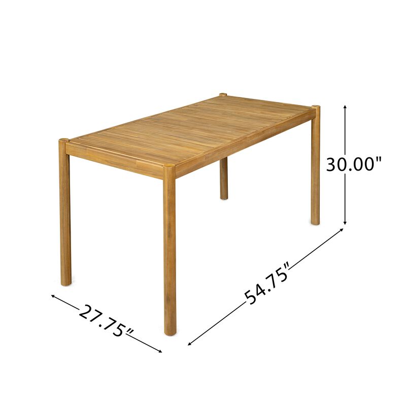 4-6 Seater Patio Dining Table, Light Teak Outdoor Table, Non-Slip Outdoor Dinner Table image number 3